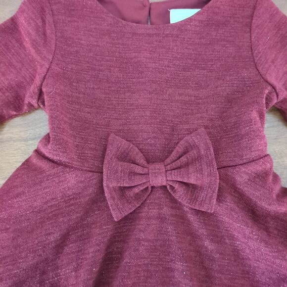 Rare Editions Toddler Girls Bell Sleeve Knit Dress burgundy red color size 5 NWT - Picture 2 of 9